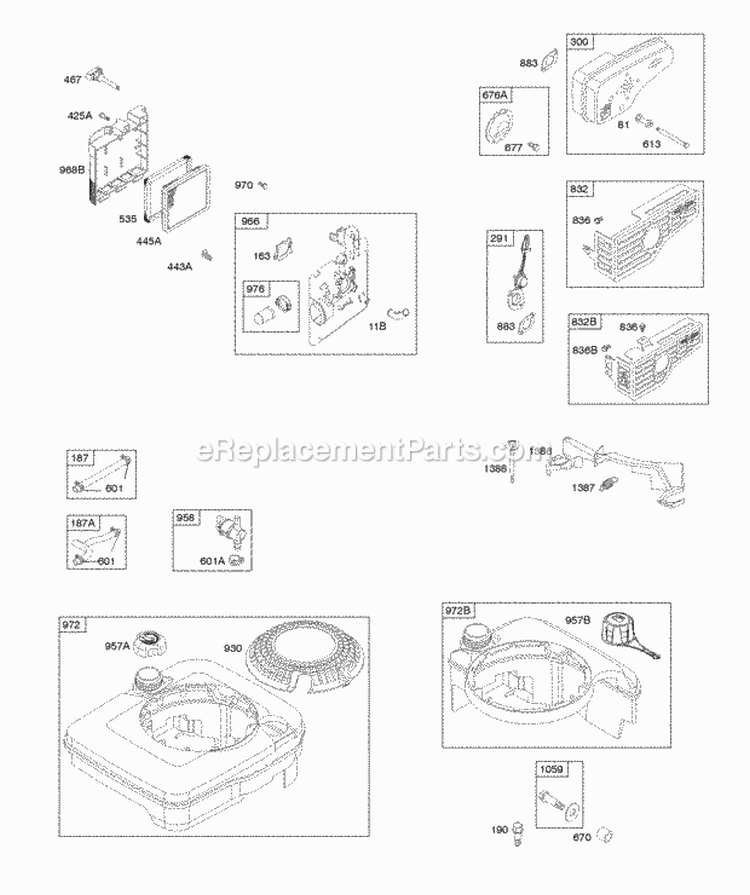 Air Cleaner Exhaust System Fuel Supply Governor Spring Diagram and Parts List for 12J902-0159-01  Briggs and Stratton Engine